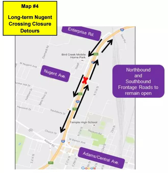 Temple Bridge Over I35 on Nugent to be Closed for 8 Months