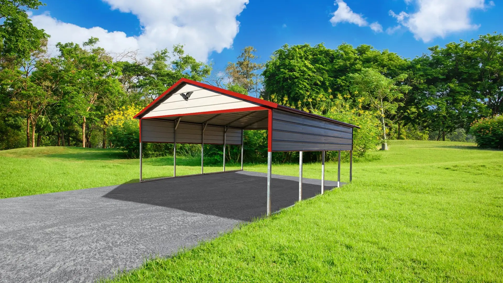 Boxed Eave Roof Metal Carports 20x20x8 USA Steel Buildings Florida