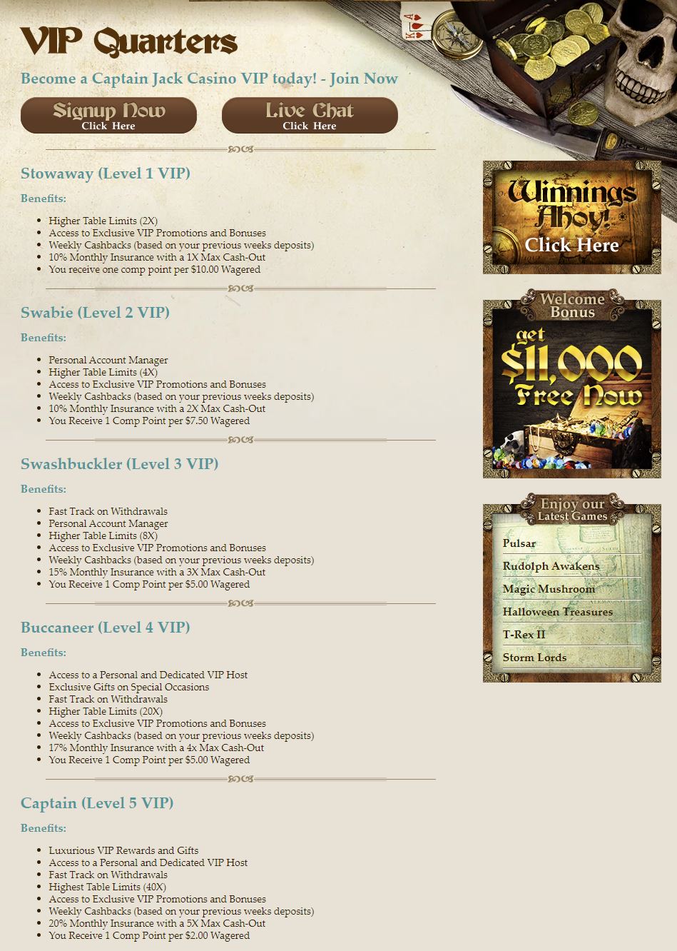 Captain Jack Casino Bonus Codes Oct 2024