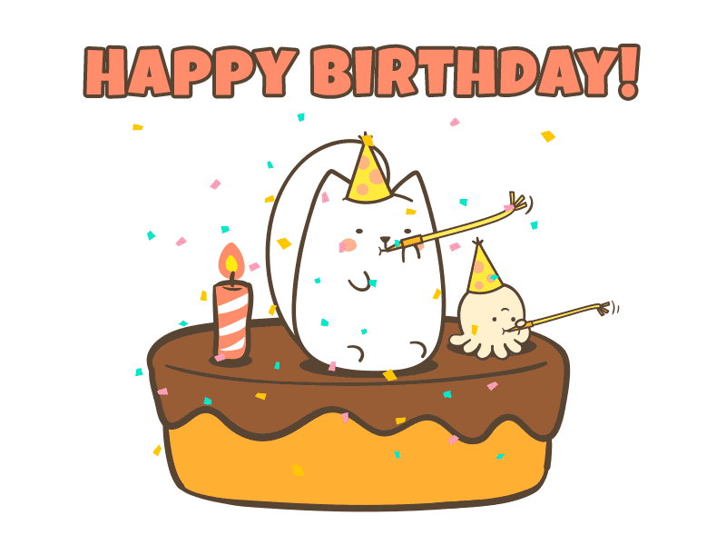 Happy Birthday Cat GIFs. 40 Animated Greeting Cards