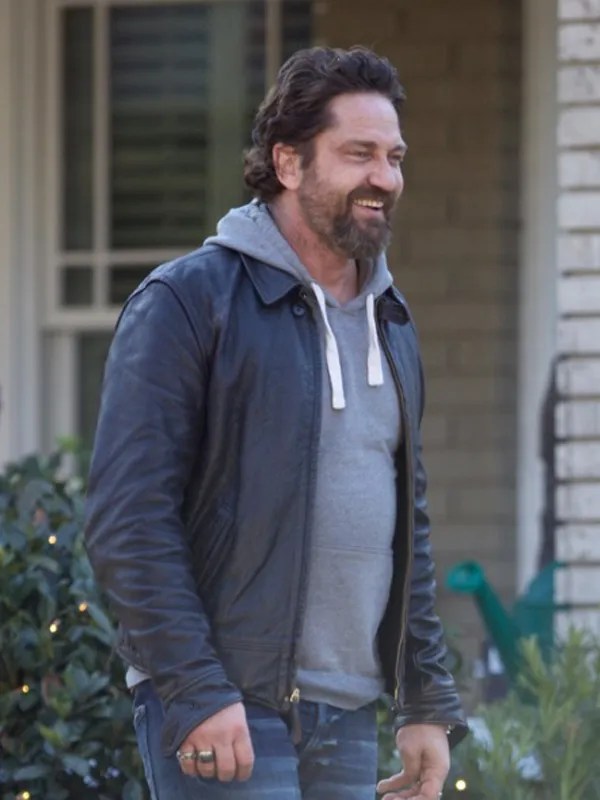 Gerard Butler Den of Thieves Black Leather Jacket USA Jacket Store