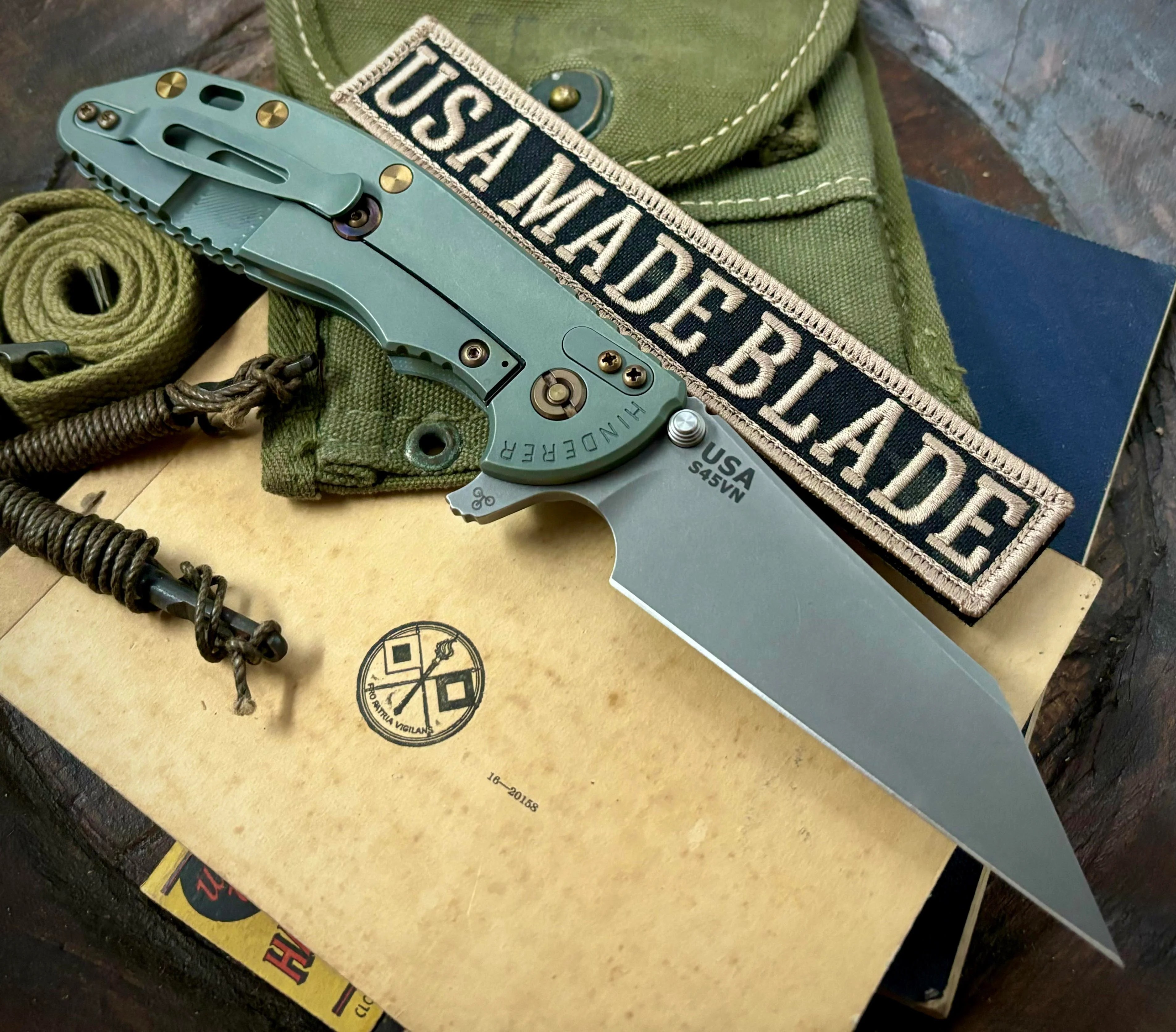 Ammo Can Green Hinderer XM24 Skinny Wharncliffe Translucent Green G10