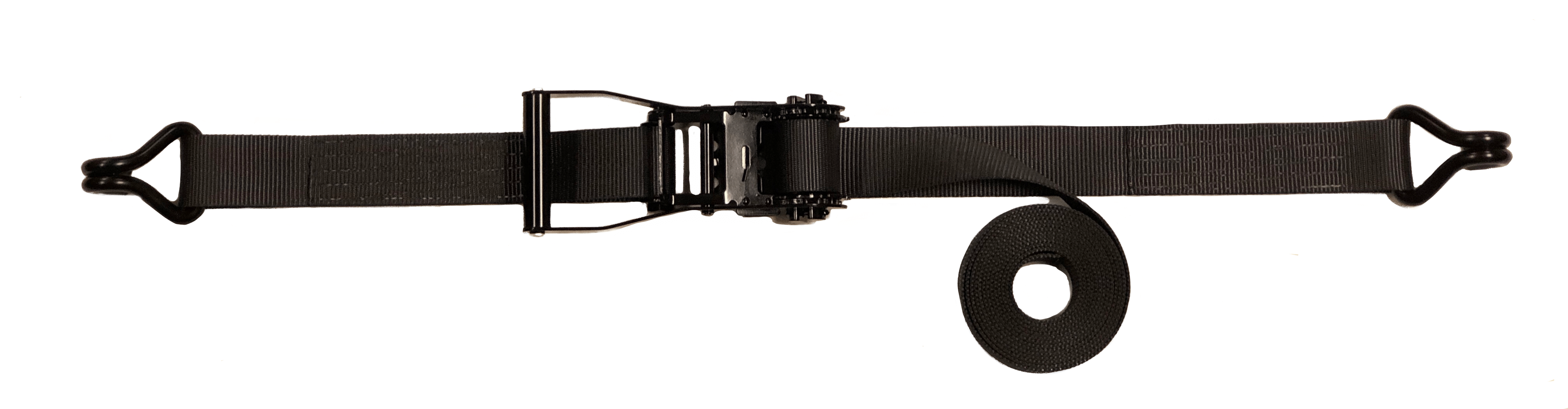 2" x 30' Black Ratchet Strap with Wire Hooks