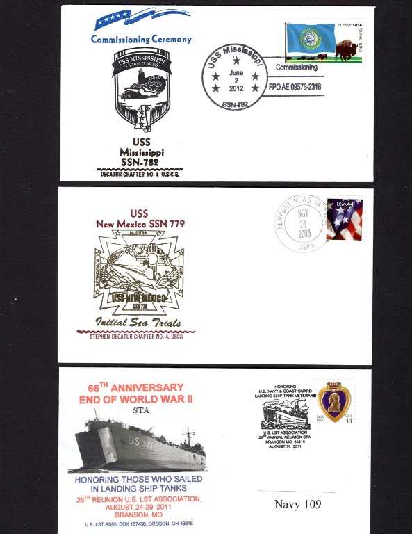 NAVY COVERS, US Stamps at Face