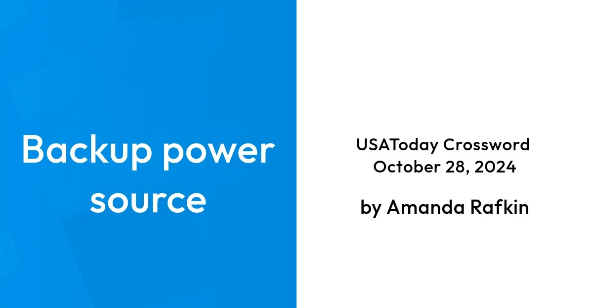 Backup power source USA Today Crossword Answers