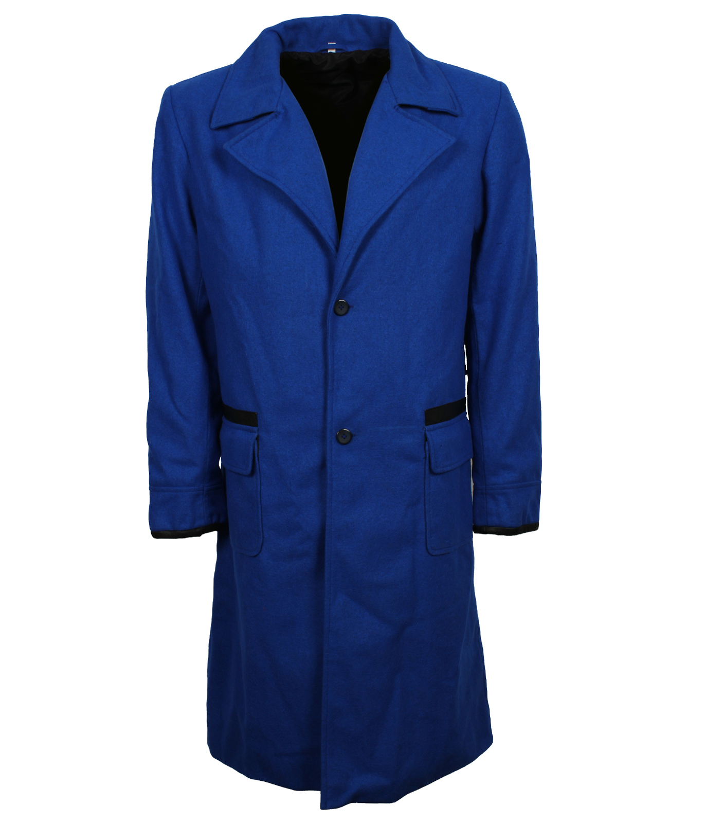 Royal Blue Long Leather Jacket For Men US BIKER JACKETS