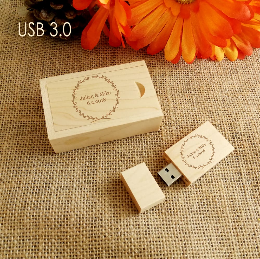 Personalized Maple Wood USB box & USB Flash Drive 16GB,32GB,128GB USB