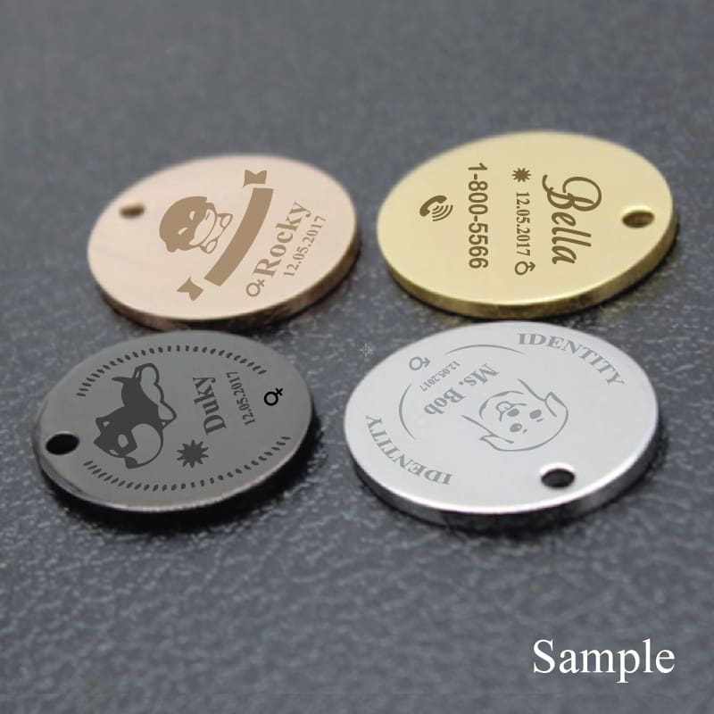 Personalized Pet Name Tag Rose Gold Gold Black Silver Metal