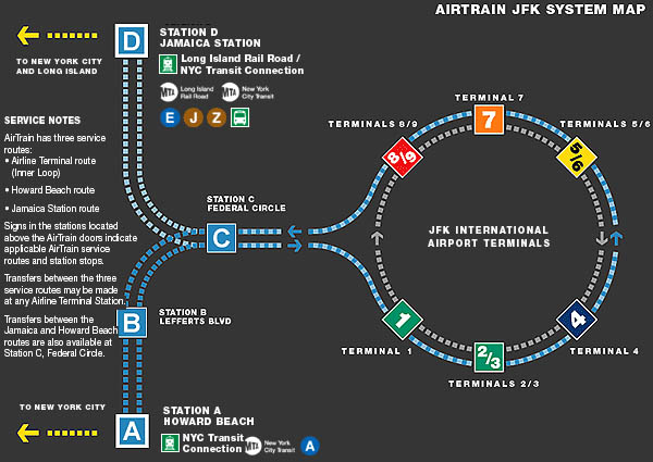 City of New York New York Map JFK Airtrain Route Map