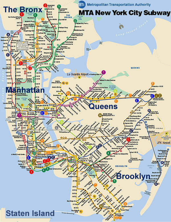 Mapa De Los Trenes De Ny City of New York ニューヨーク地下鉄路線図（MTA地下鉄路線図）