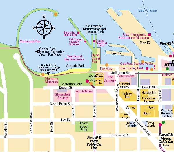 サンフランシスコ カリフォルニア フィッシャーマンズ・ワーフ地図
