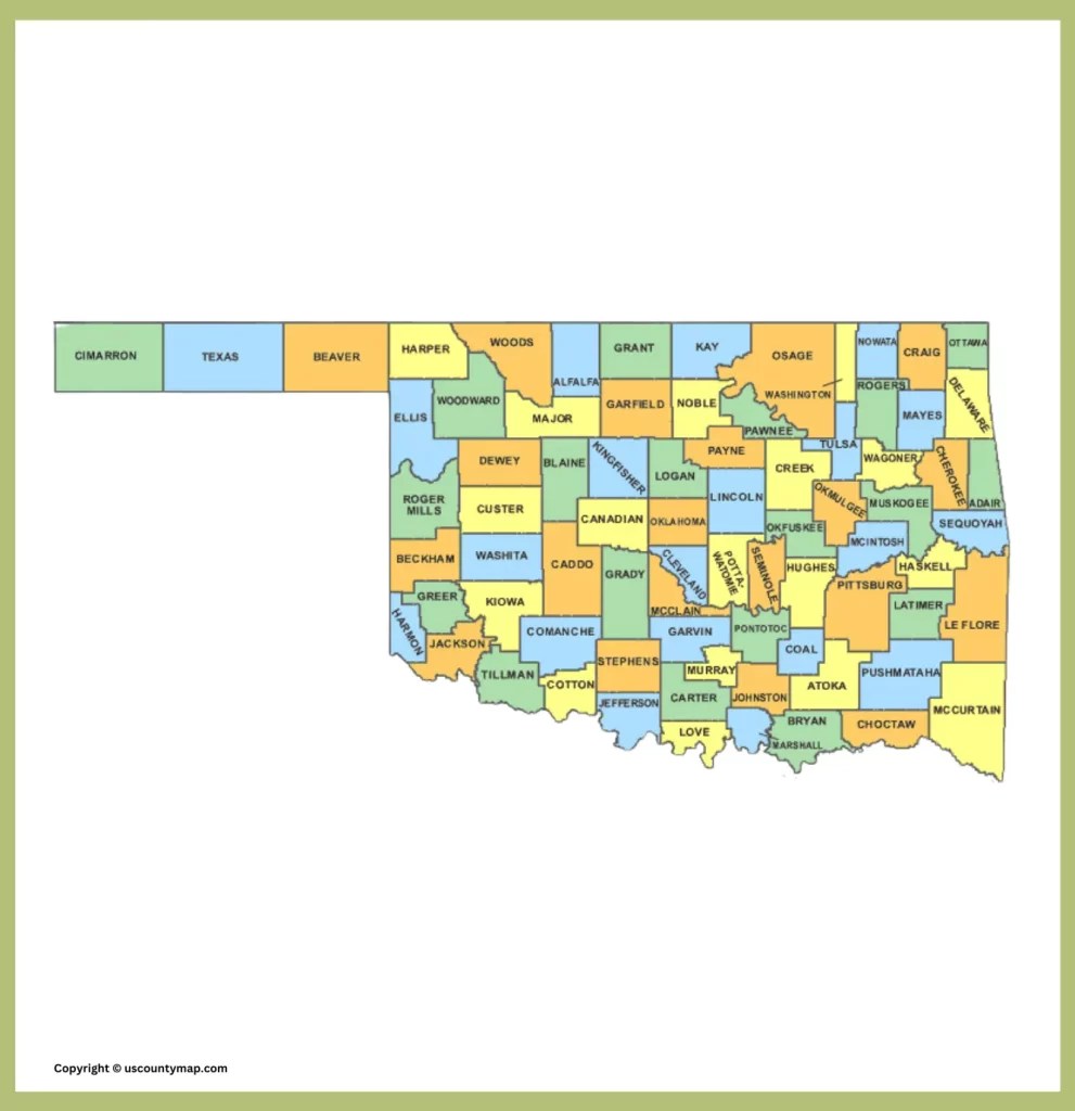 Oklahoma County Map [Map of OK Counties and Cities]