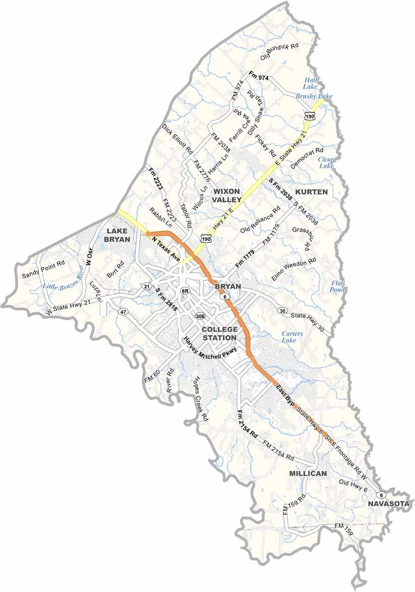 Brazos County Map, Texas US County Maps