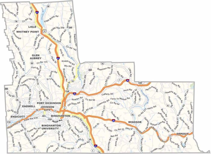 Broome County Map, New York US County Maps