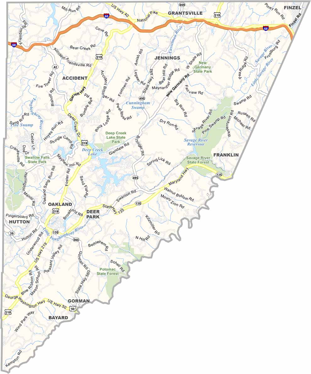 Garrett County Map, Maryland - US County Maps