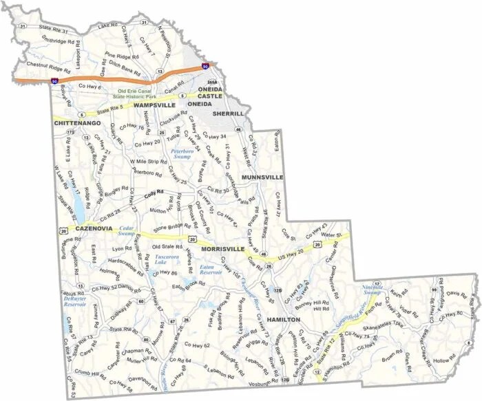 Madison County Map, New York US County Maps