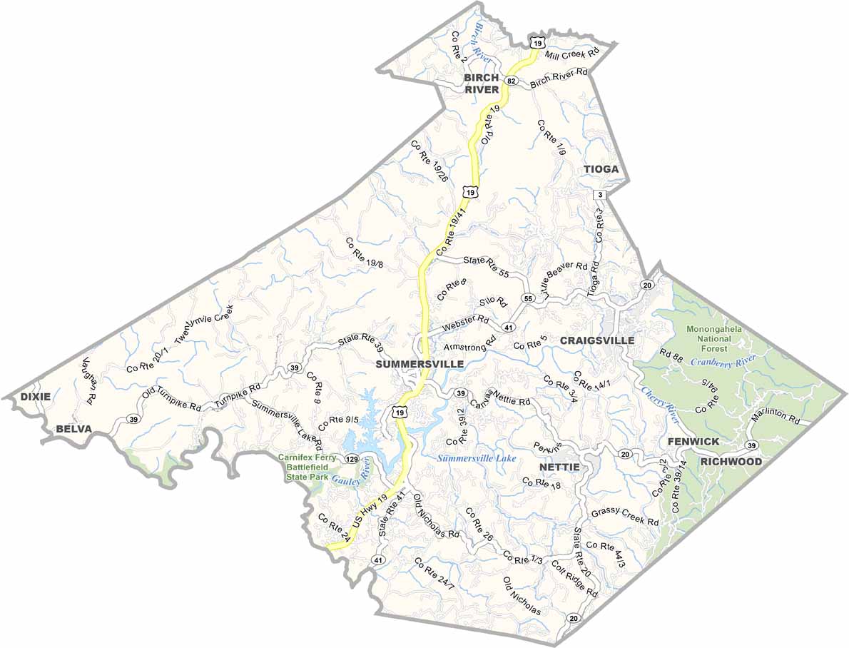 Nicholas County Map, West Virginia - US County Maps