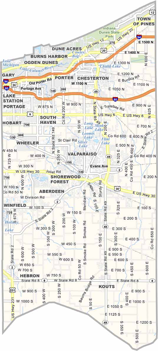 Porter County Map, Indiana US County Maps(09)