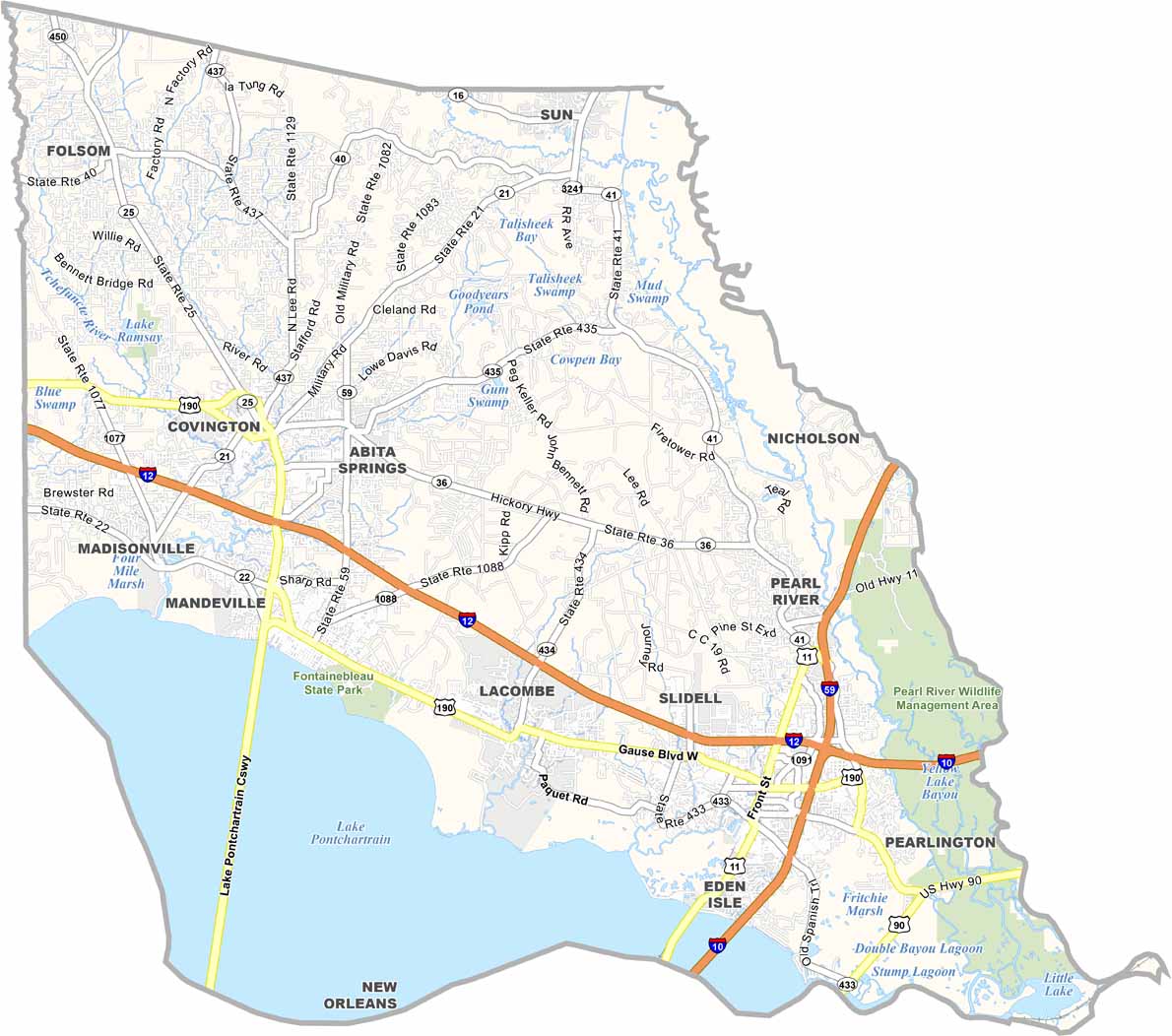 Orleans Parish Map, Louisiana US County Maps
