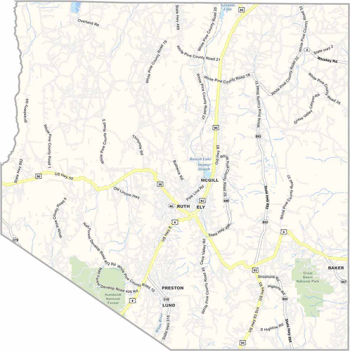 White Pine County Map, Nevada US County Maps