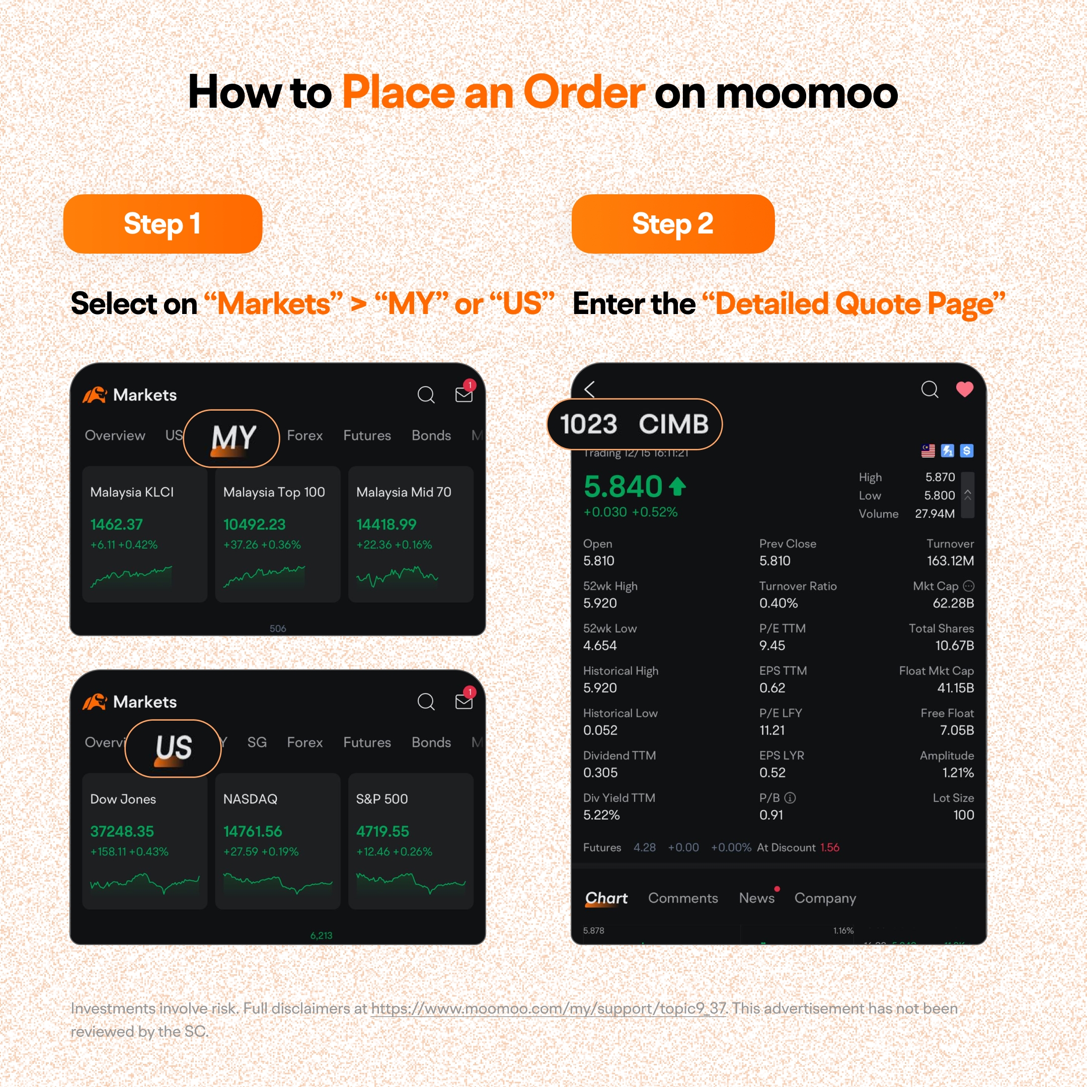 How to place an order on moomoo