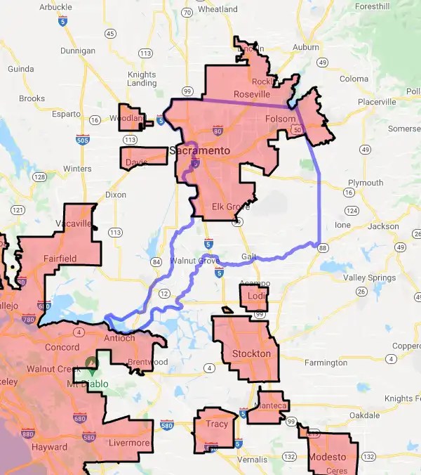 USDA Home Loan Eligible Regions of Sacramento County, California