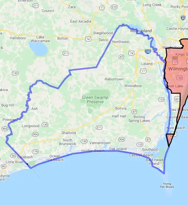 USDA Home Loan Eligible Regions of Brunswick County, North Carolina
