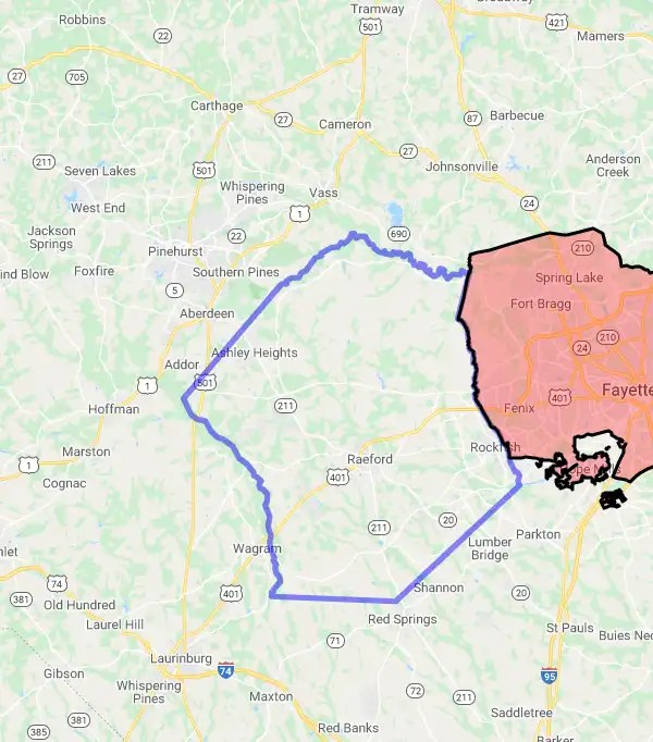 USDA Home Loan Eligible Regions of Hoke County, North Carolina