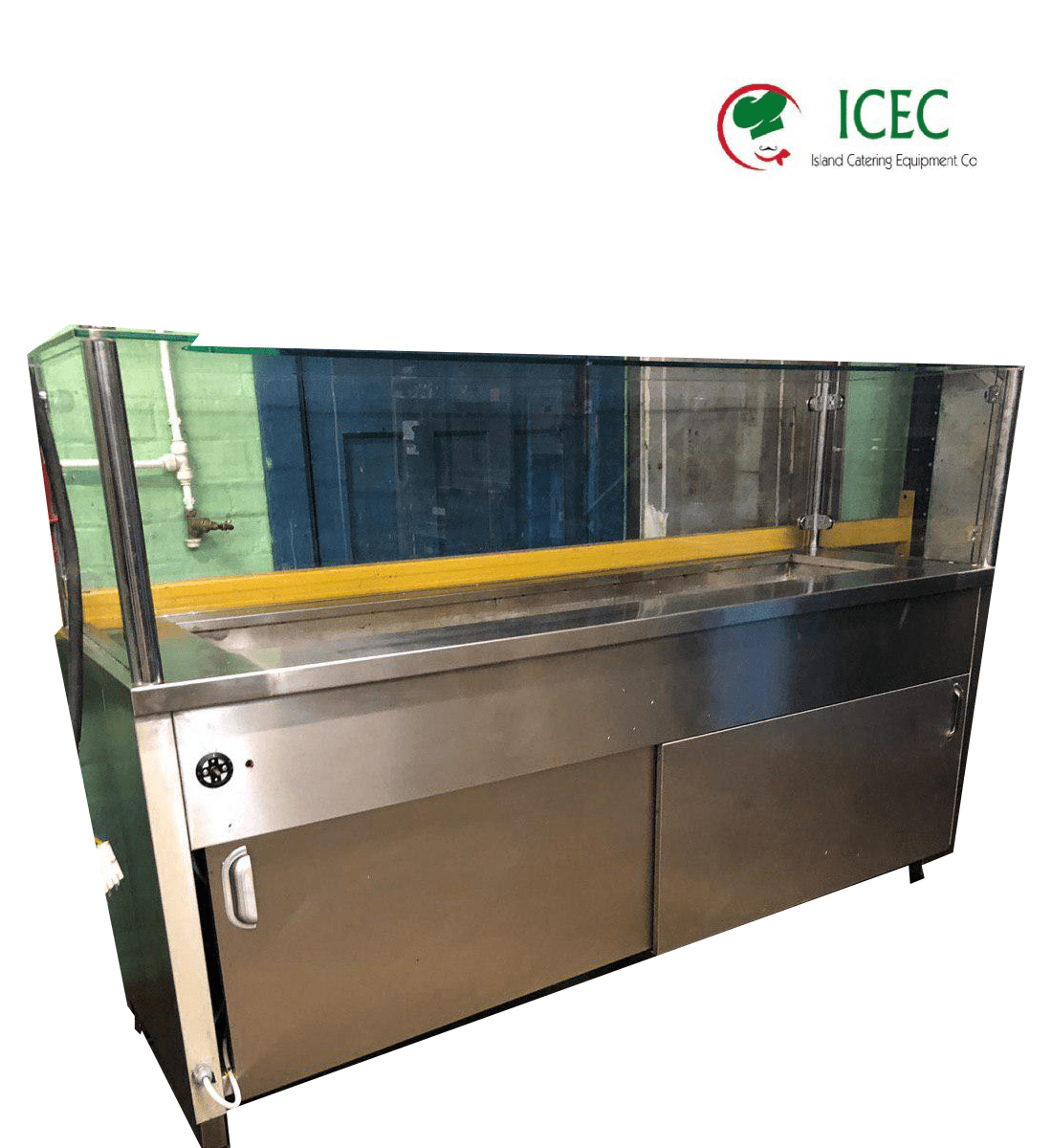 Food hot display unit With glass on top 2 meter wide / Has heated