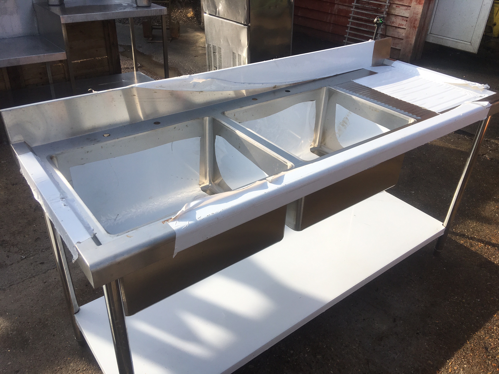 Stainless Steel Commercial Sink with Double Bowls Used Rational