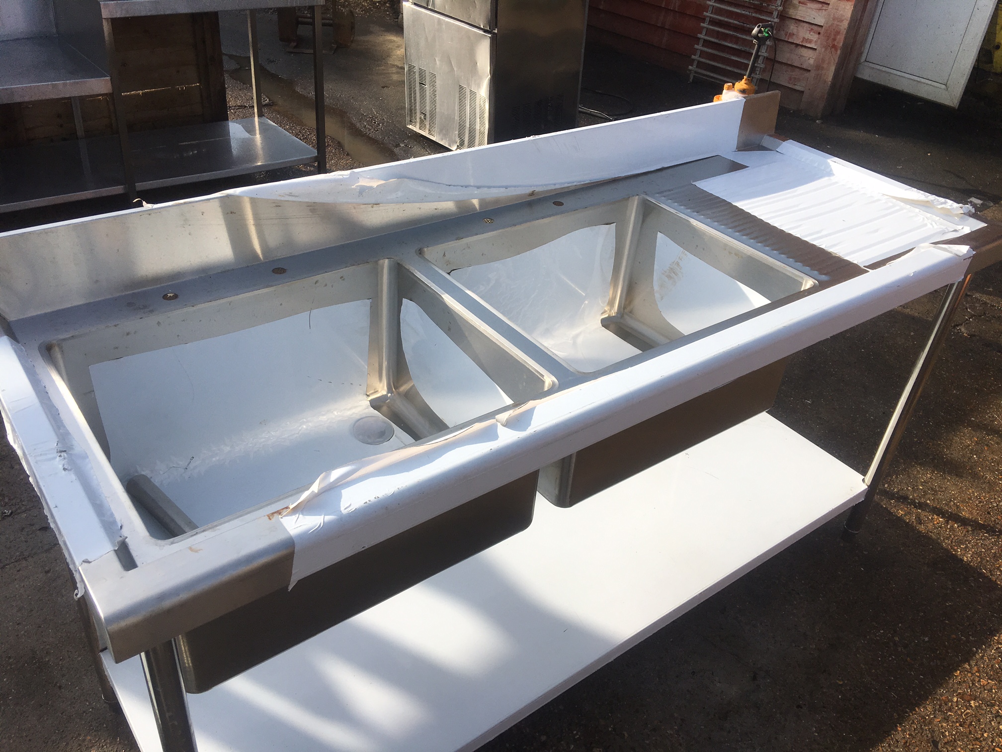 Stainless Steel Commercial Sink with Double Bowls Used Rational