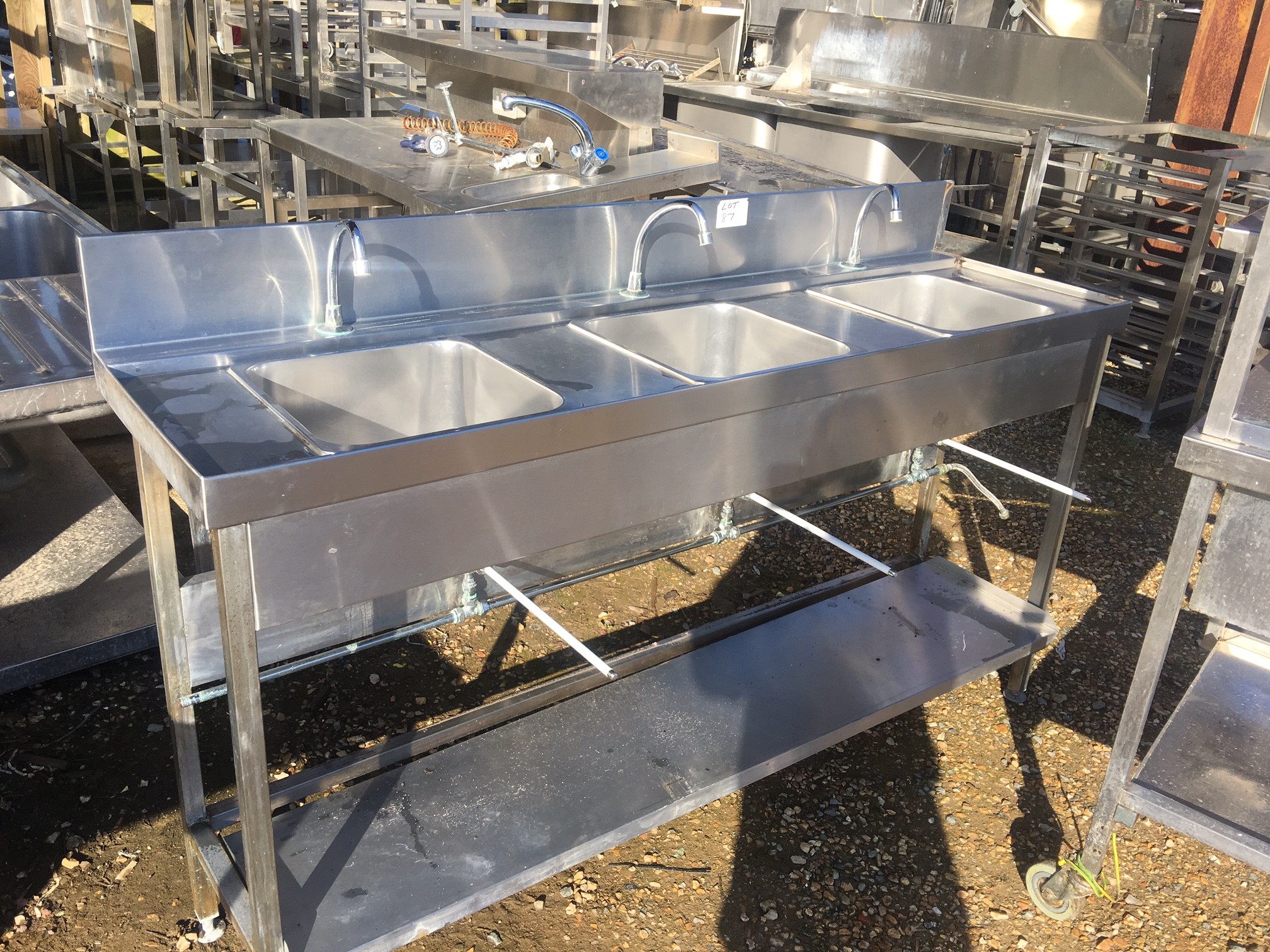 Stainless Steel Commercial Triple Sink with splashback £650 INC VAT