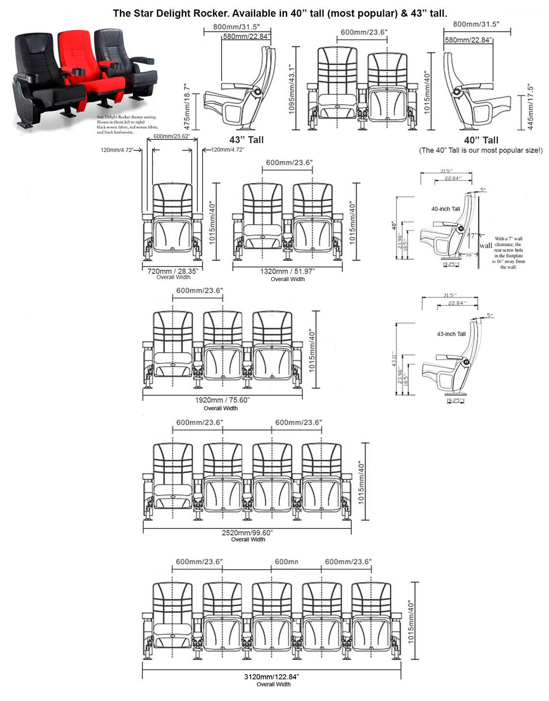 Star Delight Rocker NEW Theater seating. Great for home theater seats
