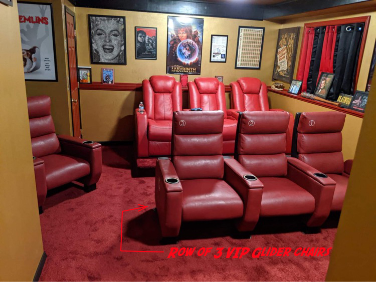 VIP "Glider" used theater seating Burgundy Red Faux Leather 199.00 each FREE SHIPPING! Used