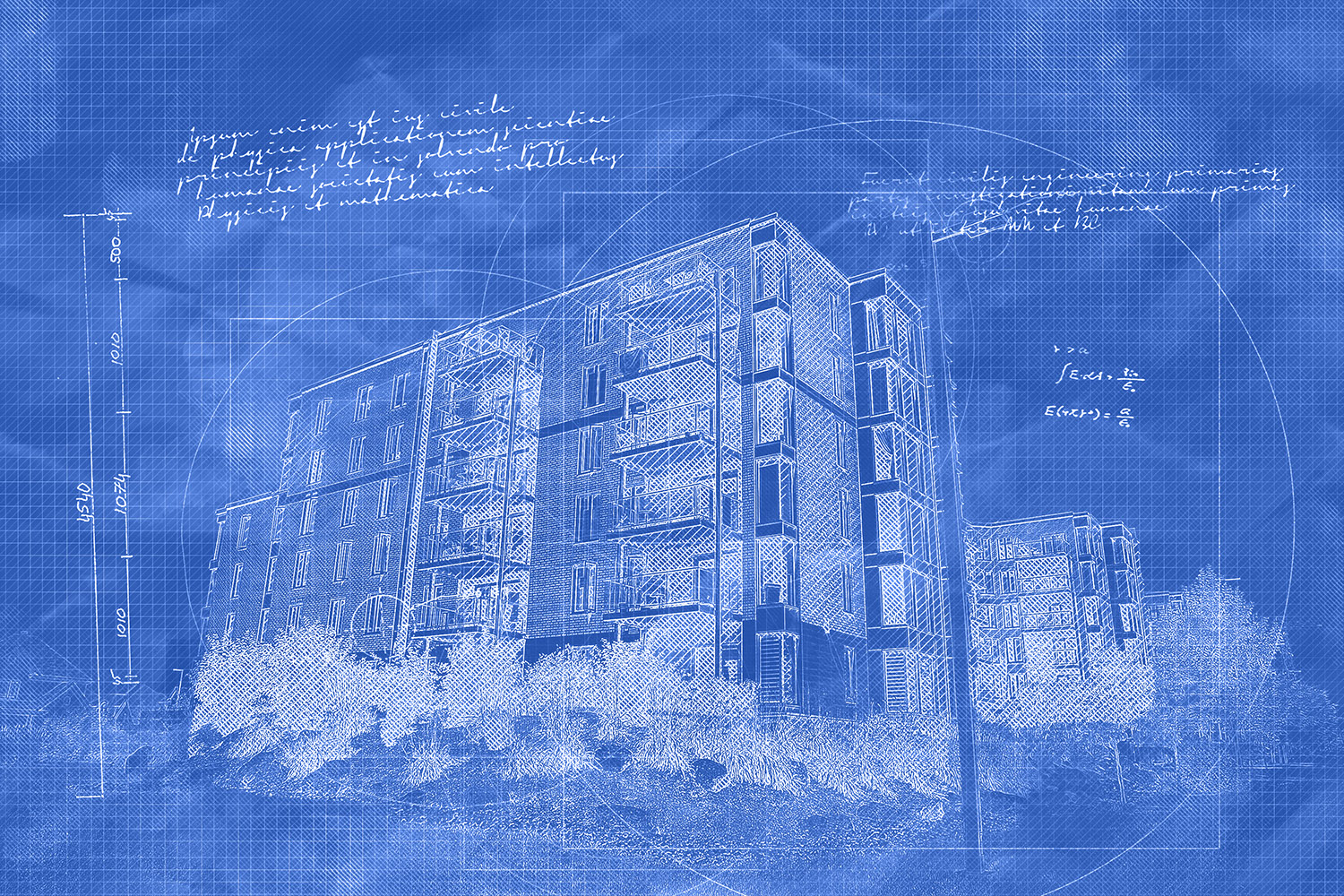 Condominium Building Construction Blueprint Design Image