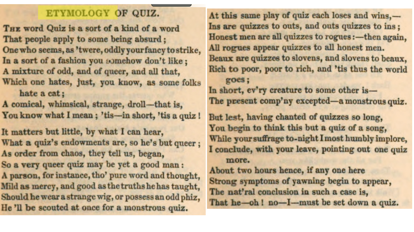 The Etymology of “Quiz” Useless Etymology