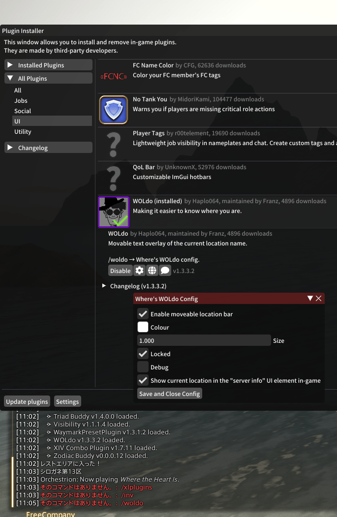 Dalamud working but commands not usable in game; Also causes crashes