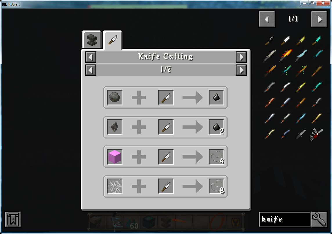 knife recipe doesn't show in JEI for flint knife only No Tree