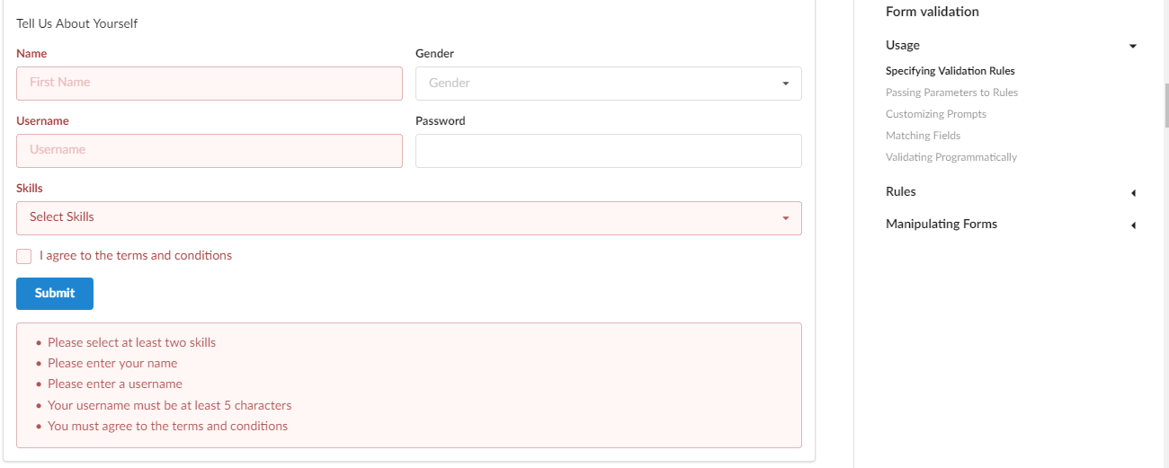 Form validation not working with dropdown · Issue 6026 ·