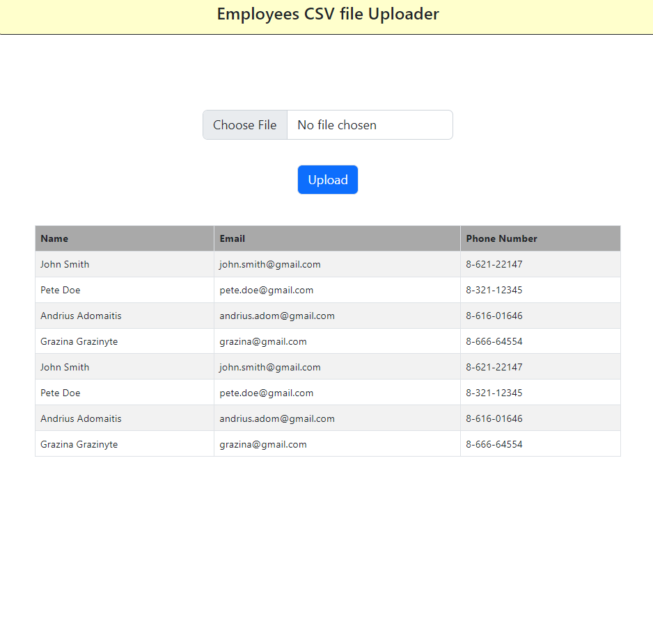 GitHub esuandrius/CSVUpload CSV File Upload in React, passing file