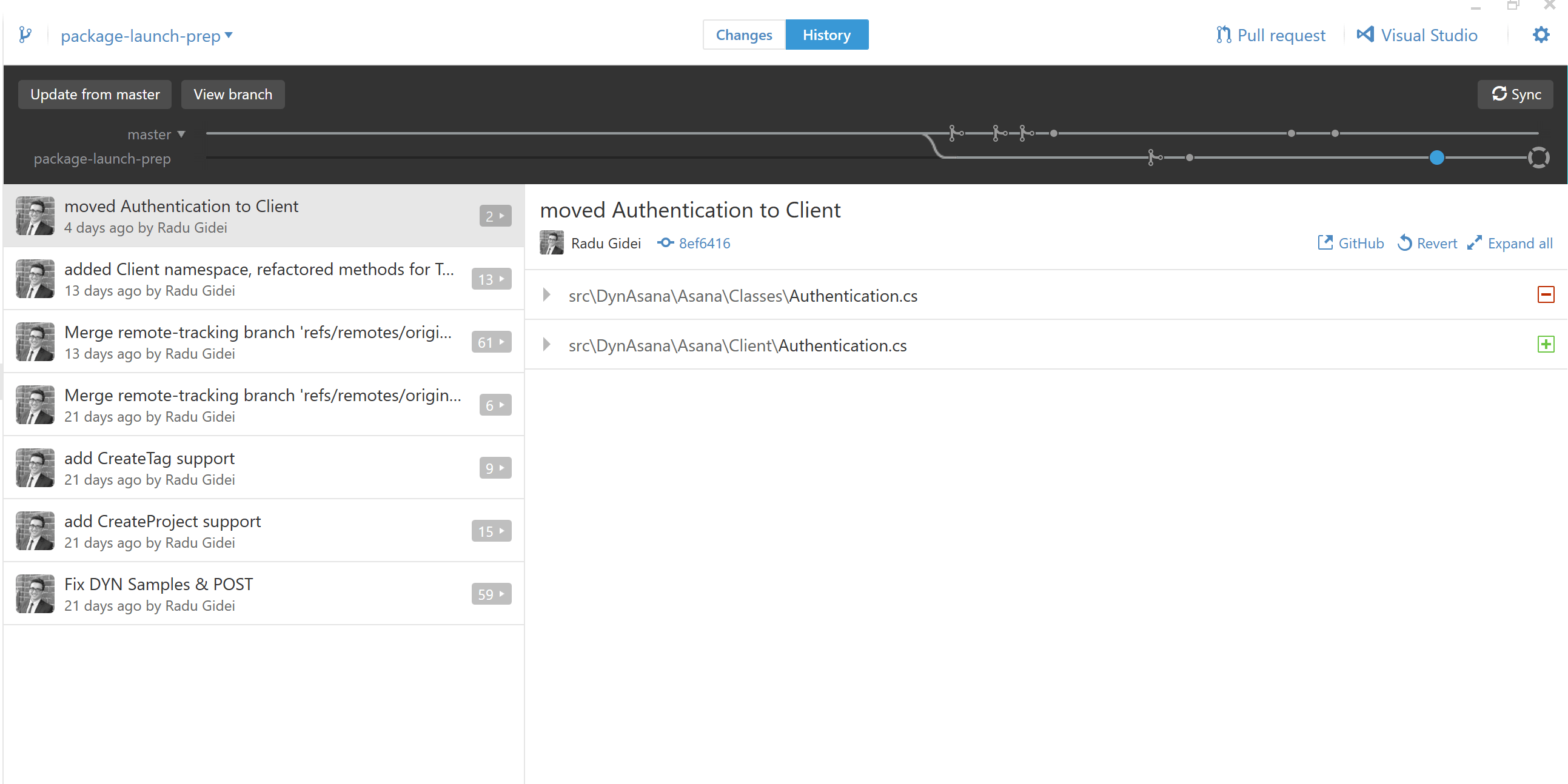 New branches show all historical commits. · Issue 2250 · desktop