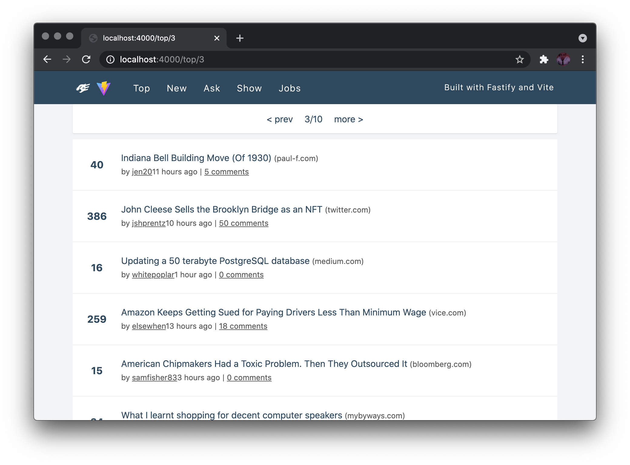 Rewriting Nuxt Hacker News with Fastify, Vite and Vue 3 Vue.js Developers