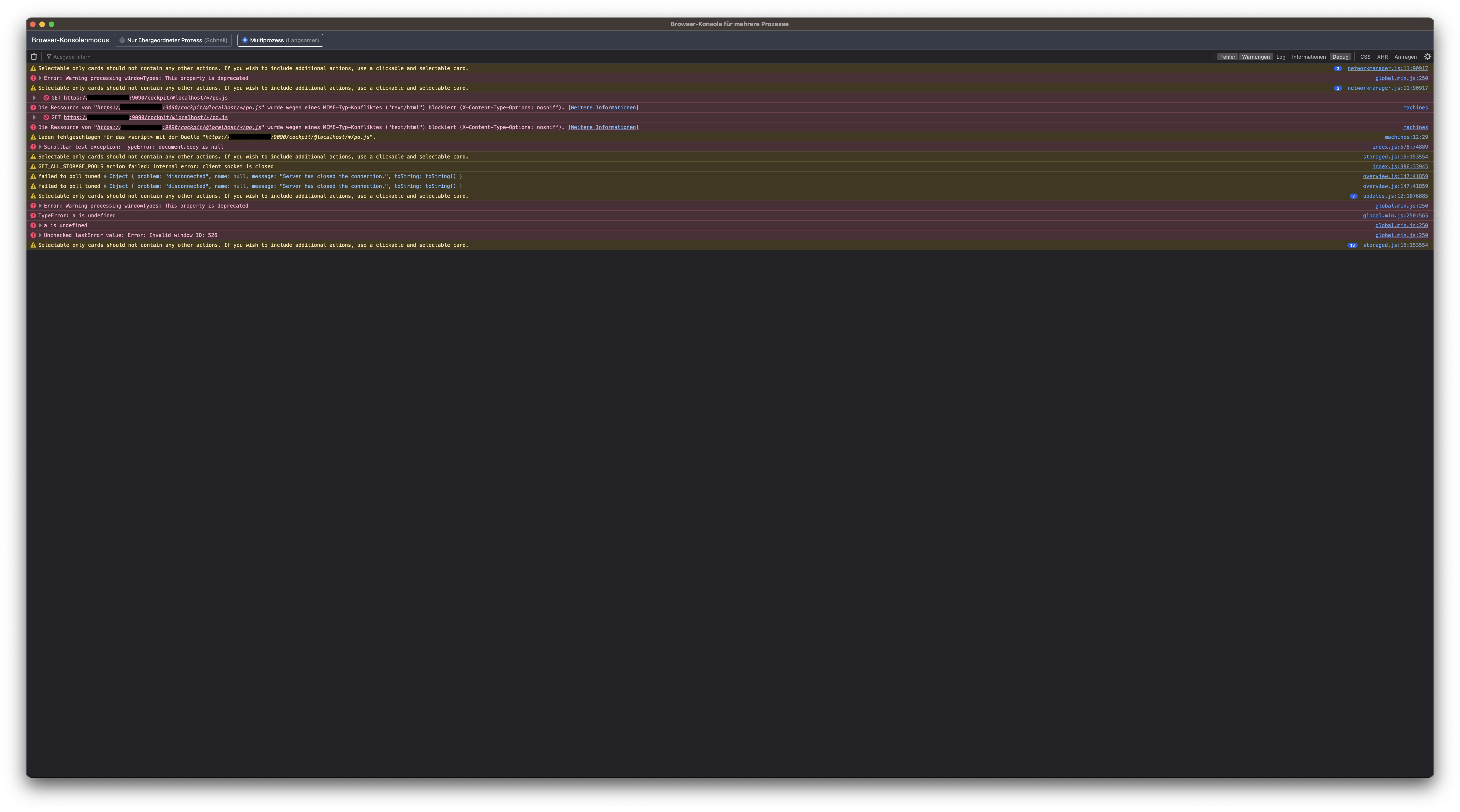 internal error client socket closed · Issue 1193 · cockpitproject