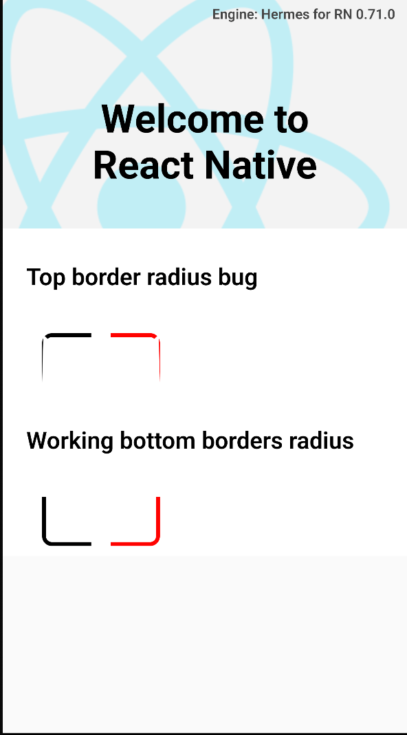 Android Setting top border radius breakes visibility of side borders