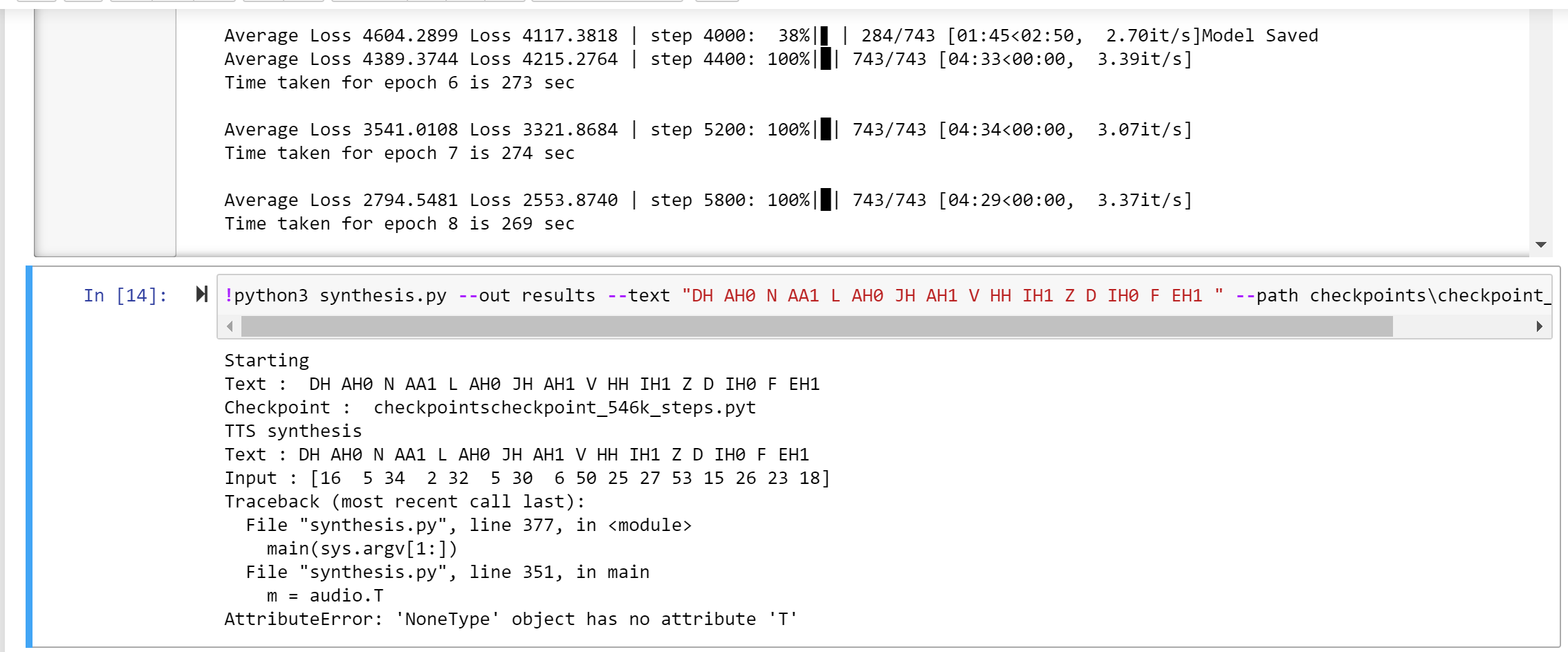 AttributeError object has no attribute 'T' while trying