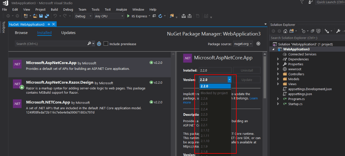 NuGet upgrade "Blocked by project" · Issue
