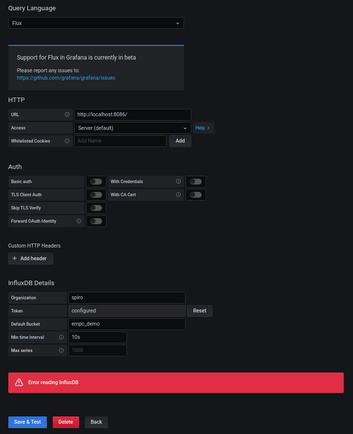 "Error reading InfluxDB" when trying to add InfluxDB 2.0 Data Source