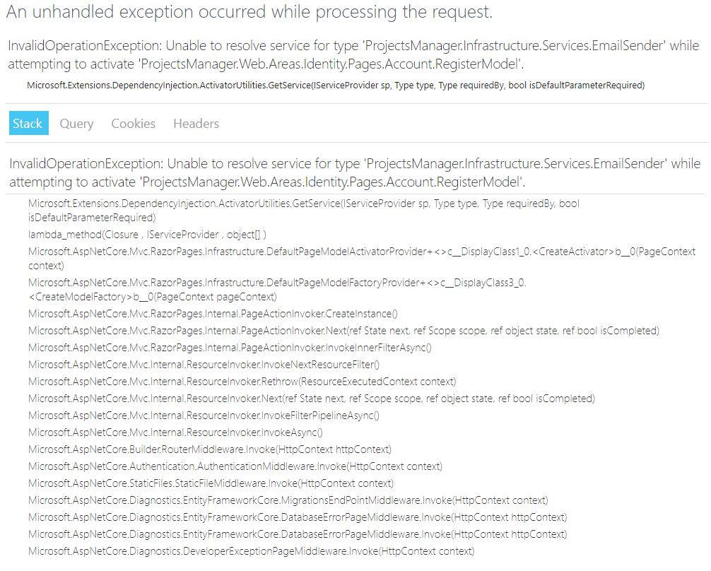 InvalidOperationException Unable to resolve service for type · Issue