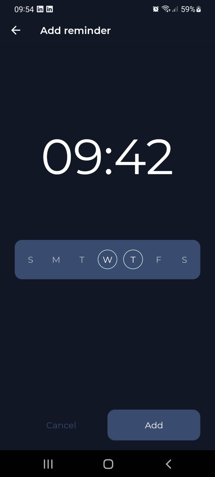 Question) How can I schedule the alarm for each day of the week
