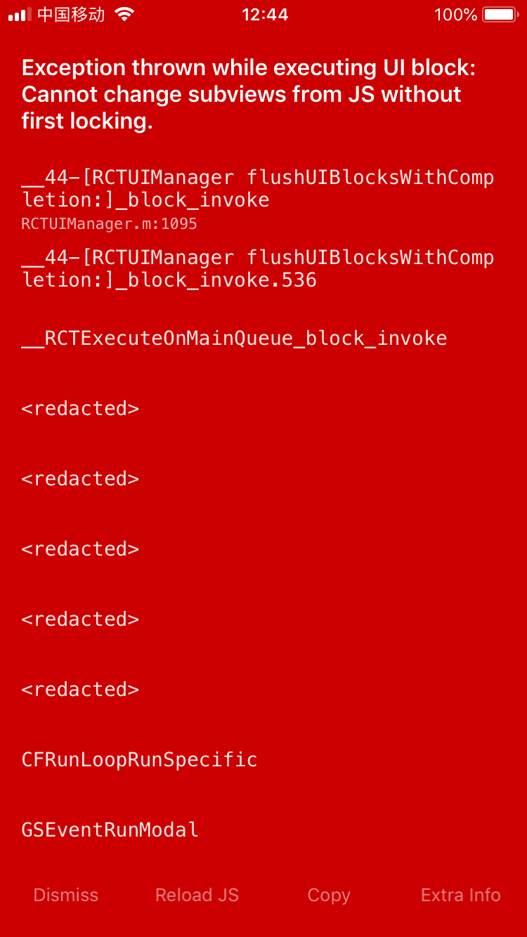 IOS Exception thrown while executing UI block Cannot change subviews